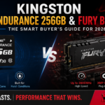 Kingston High Endurance 256GB microSD card vs Kingston Fury Beast DDR4 RAM comparison banner showing storage durability and high-performance memory features for 2026 buyers guide
