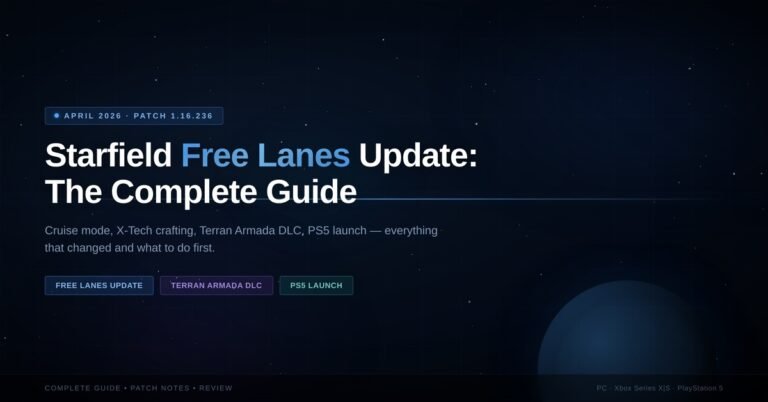 Starfield Free Lanes Update April 2026 guide — covering patch 1.16.236, Terran Armada DLC, and PS5 launch