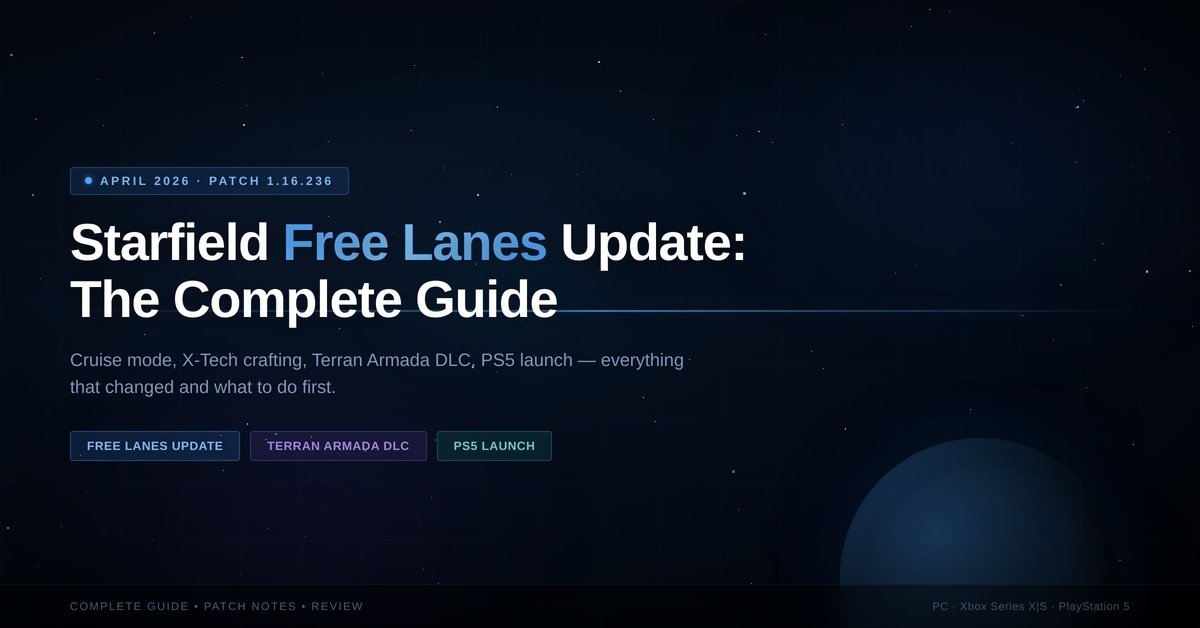 Starfield Free Lanes Update April 2026 guide — covering patch 1.16.236, Terran Armada DLC, and PS5 launch