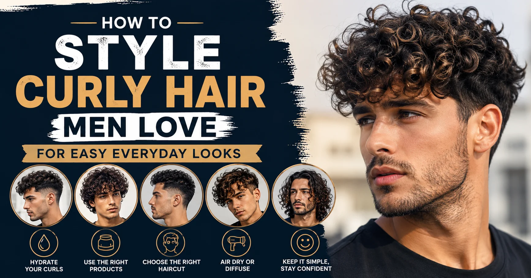 how to style curly hair men